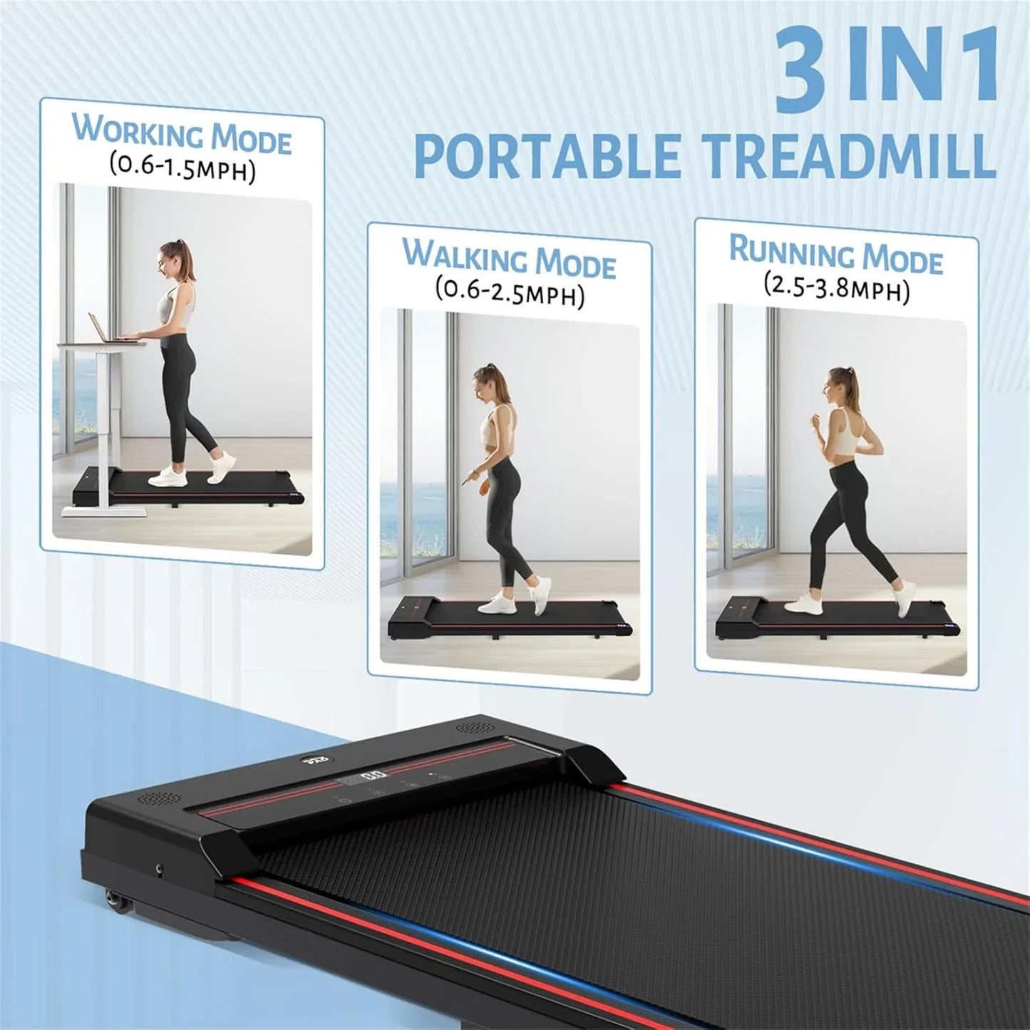 Walking Vibration Pad with APP, 3 in 1 Under Desk Treadmill, 2.5HP Low Noise Walking Treadmill Pad with Remote Control,Portable Treadmills for Home Office